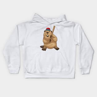 Beaver Baseball bat Baseball Kids Hoodie